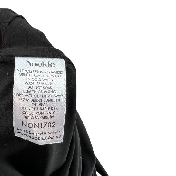 Nookie Long Gown Maxi Dress Bodycon Halter Neck Cut Out Tie Black Size Small - Picture 13 of 13